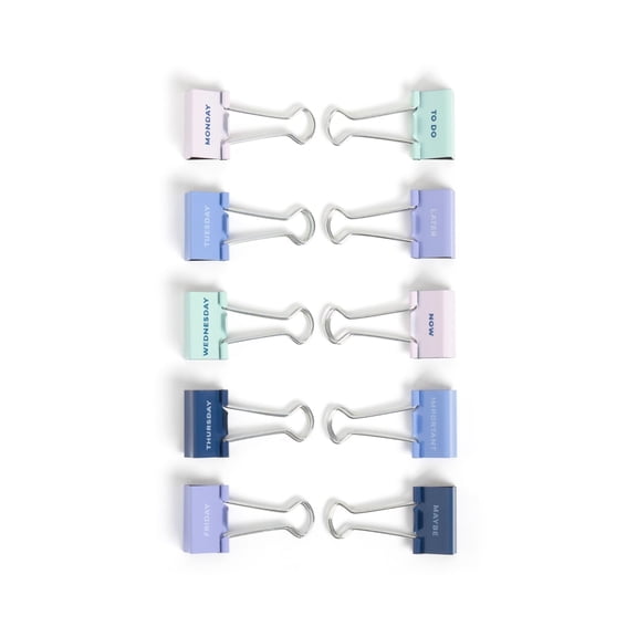 U Brands Task at Hand Binder Clips, Cool, 10ct