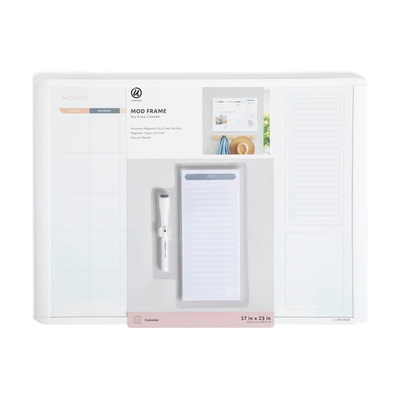U Brands 17 x 23 Dry Erase Calendar Combo Board with Magnetic Notepad and FSC Certified Packaging