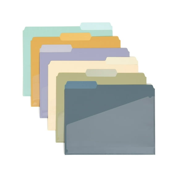 U Brands Slash File Folders with Tabs, set of 6, 1/3-Cut Tabs, Letter Size