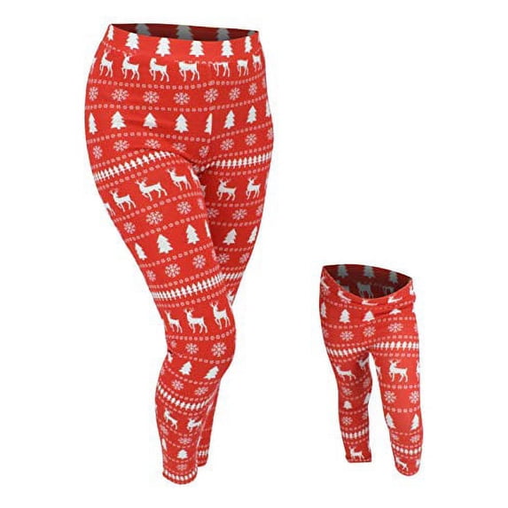 UB Girls Winter Print Matching Family Christmas Leggings (Girls 14/16, Girls)