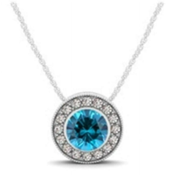 UB-P-1371-BT-14kW-1 Elegant Color & Diamond Circle Pendant, Blue - One Size
