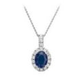 thumbnail image 1 of UB-P-1371-Sap-14kW-2 Elegant Color & Diamond Circle Pendant, Blue Sapphire - 2 Size, 1 of 1
