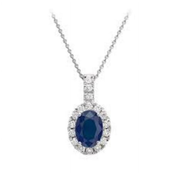 UB-P-1371-Sap-14kW-2 Elegant Color & Diamond Circle Pendant, Blue Sapphire - 2 Size