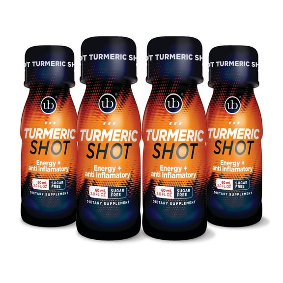 UB Turmeric Energy Shot Pack of 4  Sugar Free, Gluten Free, 2.0 fl oz | Daily Wellness Drink with Rich Nutrients to Support Inner Vitality & Balanced Health