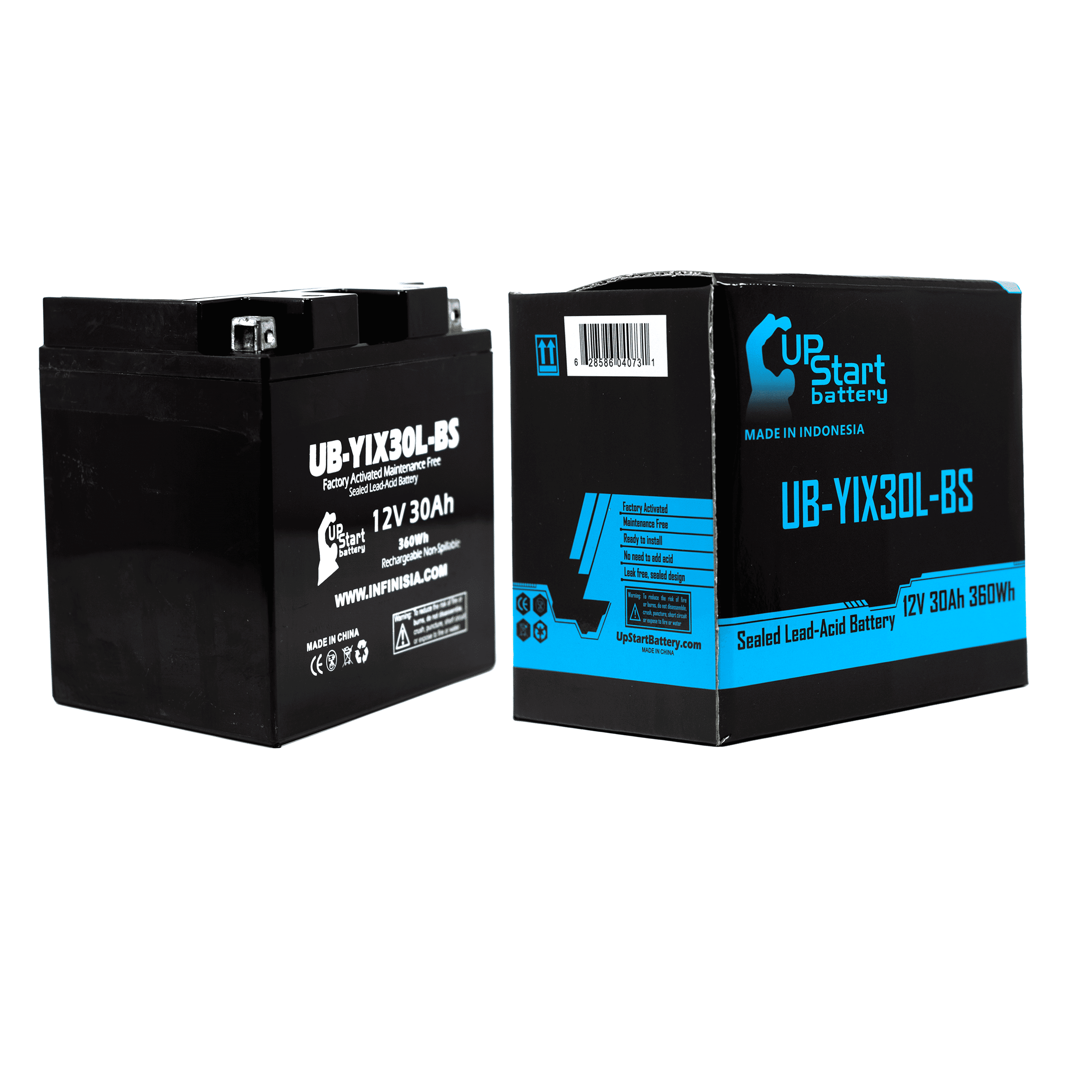 UB-YIX30L-BS Battery Replacement for 2004 Polaris Sportsman, Military 700 CC ATV - Factory Activated, Maintenance Free, Motorcycle Battery - 12V 30AH, UpStart Battery Brand