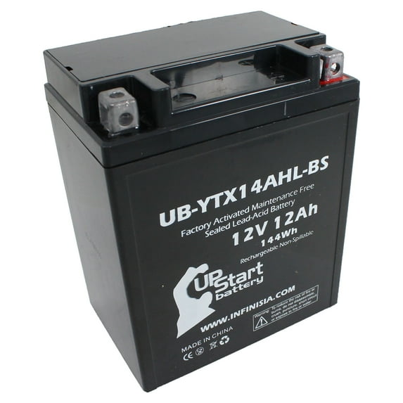 UB-YTX14AHL-BS Battery Replacement for 1986 Kawasaki VN750-A Vulcan 750 CC Motorcycle - Factory Activated, Maintenance Free, Motorcycle Battery - 12V, 12AH, UpStart Battery Brand