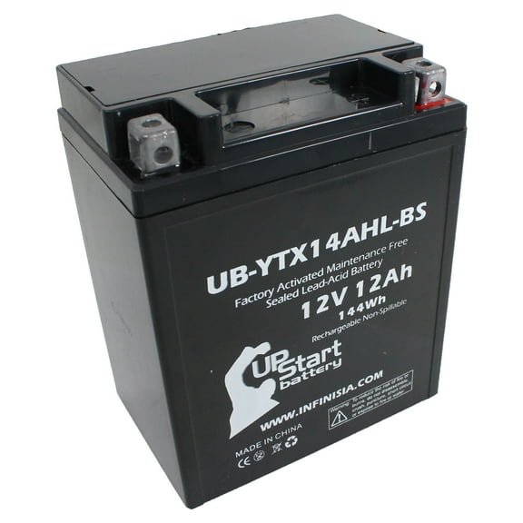 UB-YTX14AHL-BS Battery Replacement for 2007 Kawasaki EX500-D Ninja 500 500 CC Motorcycle - Factory Activated, Maintenance Free, Motorcycle Battery - 12V, 12AH, UpStart Battery Brand