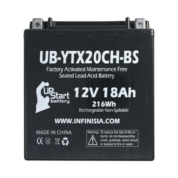 UB-YTX20CH-BS Battery Replacement for 2003 Kawasaki VN1500-P Vulcan Mean Streak 1500 CC Motorcycle - Factory Activated, Maintenance Free, Motorcycle Battery - 12V, 18AH, UpStart Battery Brand