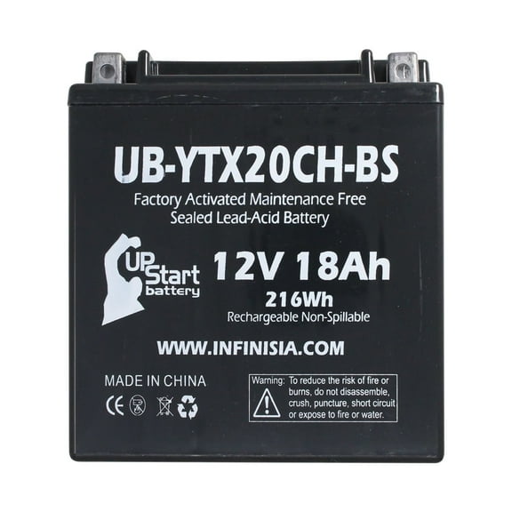 UB-YTX20CH-BS Battery Replacement for 2004 Suzuki LT-A500F Vinson 4WD 500 CC ATV - Factory Activated, Maintenance Free, Motorcycle Battery - 12V, 18AH, UpStart Battery Brand