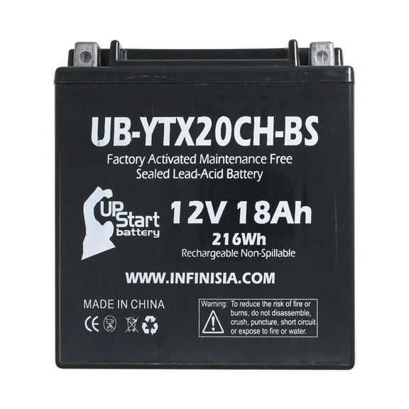UB-YTX20CH-BS Battery Replacement for 2015 Moto Guzzi Norge 1200 CC Motorcycle - Factory Activated, Maintenance Free, Motorcycle Battery - 12V 18AH, UpStart Battery Brand