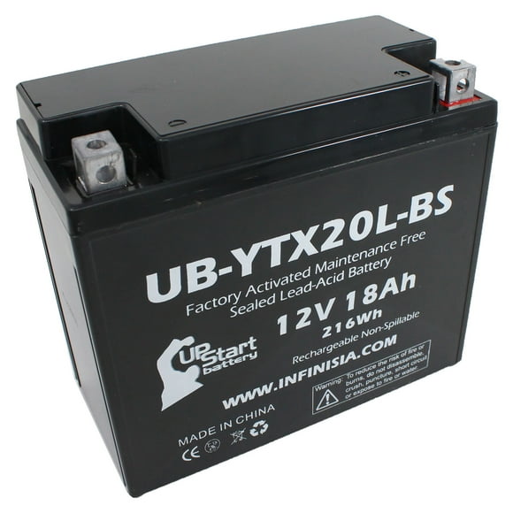 UB-YTX20L-BS Battery Replacement for 2005 Honda GL1800 Gold Wing 1800 CC Motorcycle - Factory Activated, Maintenance Free, Motorcycle Battery - 12V, 18AH, UpStart Battery Brand