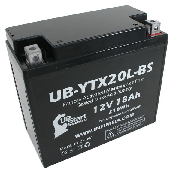 UB-YTX20L-BS Battery Replacement for 2006 Honda VTX1800C, F, N, R Retro, S 1800 CC Motorcycle - Factory Activated, Maintenance Free, Motorcycle Battery - 12V 18AH, UpStart Battery Brand
