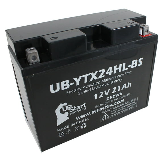 UB-YTX24HL-BS Battery Replacement for 1986 Honda GL1200 Gold Wing 1200 CC Motorcycle - Factory Activated, Maintenance Free, Motorcycle Battery - 12V, 21AH, UpStart Battery Brand