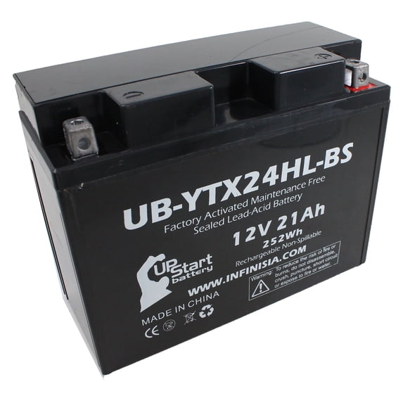 UB-YTX24HL-BS Battery Replacement for 1990 Harley-Davidson FL, FLH Series (Touring) 1340 CC Motorcycle - Factory Activated, Maintenance Free, Motorcycle Battery - 12V, 21AH, UpStart Battery Brand