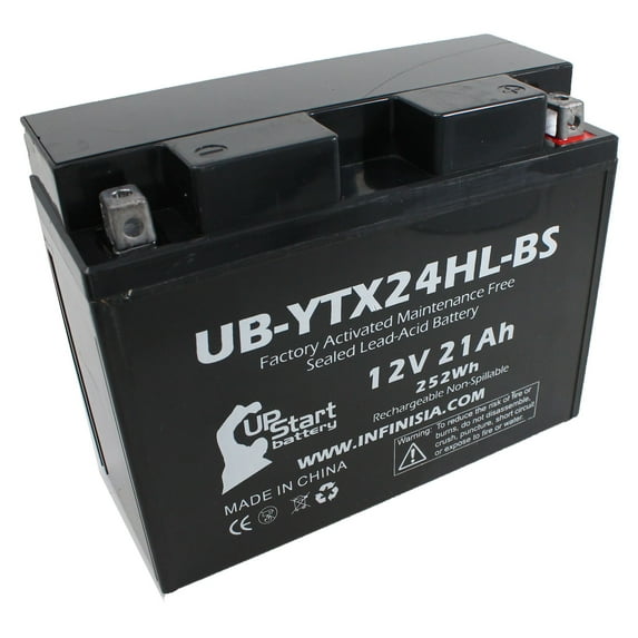 UB-YTX24HL-BS Battery Replacement for 1999 Yamaha VX600DX Vmax 600 Deluxe 600 CC Snowmobile - Factory Activated, Maintenance Free, Motorcycle Battery - 12V, 21AH, UpStart Battery Brand