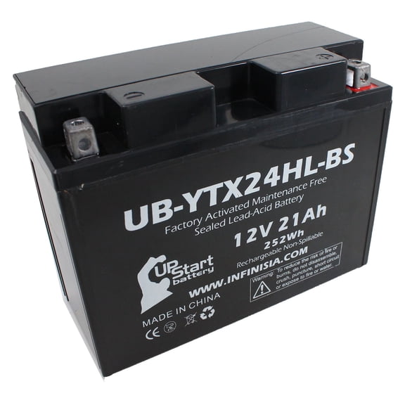 UB-YTX24HL-BS Battery Replacement for 2009 Arctic Cat Prowler 550 550 CC UTV - Factory Activated, Maintenance Free, Motorcycle Battery - 12V, 21AH, UpStart Battery Brand