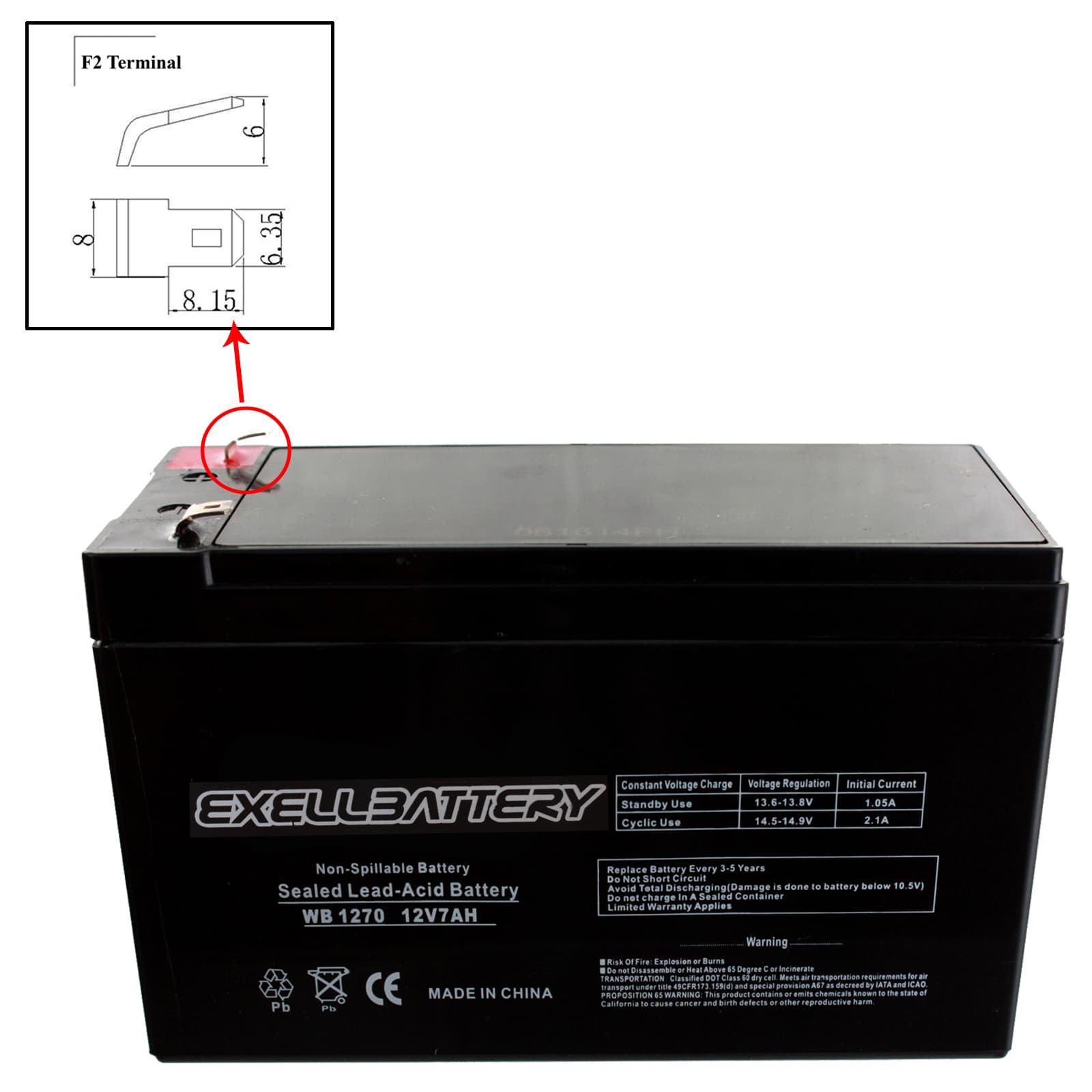 UB1270 VERIZON FIOS Compatible with BATTERY 12V 7AH SLA RECHARGEABLE BATTERY - image 1 of 2