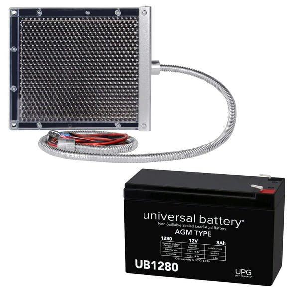 UB1280 12V 8AH Sealed Lead Acid Battery F1 .187 TT + 12V Solar Panel Charger