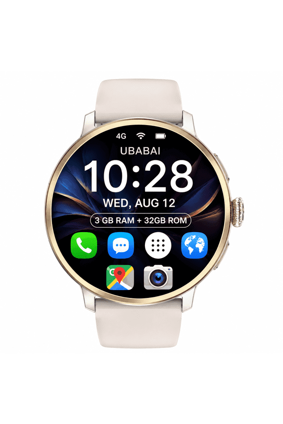 4G Android 10 Smartwatch with Sim Card Slot 1.6 in Amoled Gps Wi-Fi 2MP Rotating Camera 3GB Ram 32GB Storage Rom