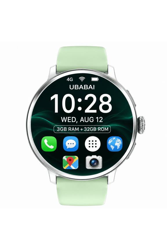 4G Android 10 Smartwatch with Sim Card Slot 1.6 in Amoled GPS Wi-Fi 2MP Rotating Camera 3GB Ram 32GB Storage Rom
