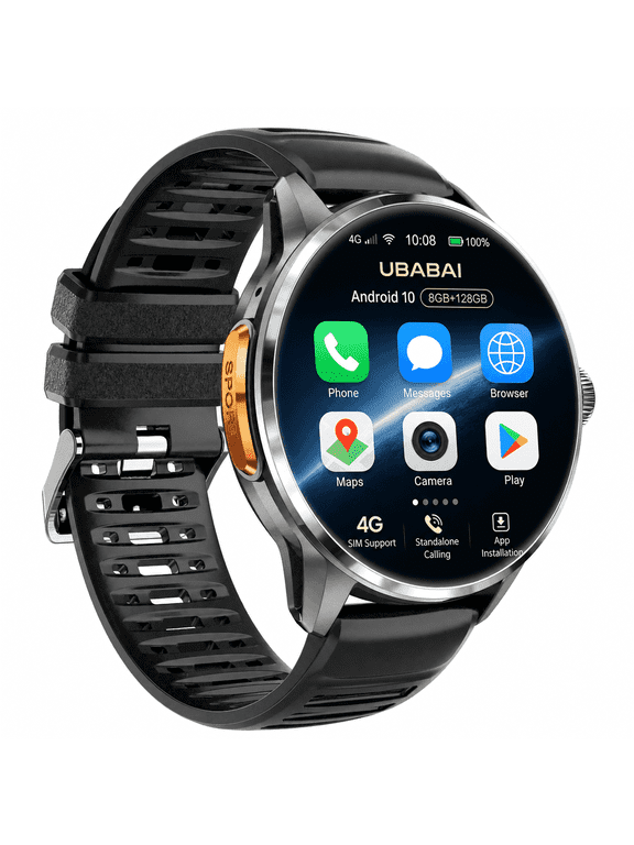 4G Android Smartwatch Phone with Sim Card Slot, 1.6 in Amoled, Gps, Rotating Camera, 8GB Ram, 128GB Storage Rom