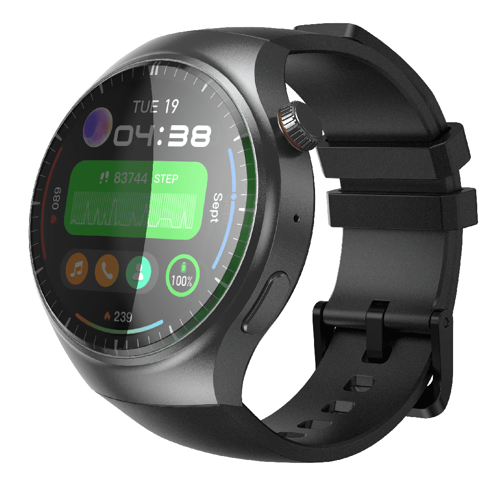 UBABAI DM80 Smart Watch 2GB+16GB 1.43inch WIFI GPS 4G Network 1000mah Black Silicone Strap