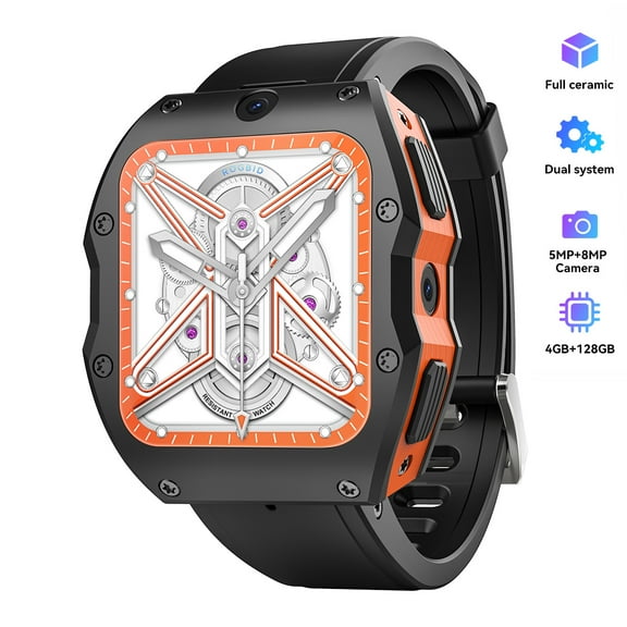 UBABAI Model X 4G Smart Watch 4GB+128GB 13MP+5MP Dual Camera WIFI GPS Android System 1.99 Inch Face Unlock 1050mah Silicone Strap