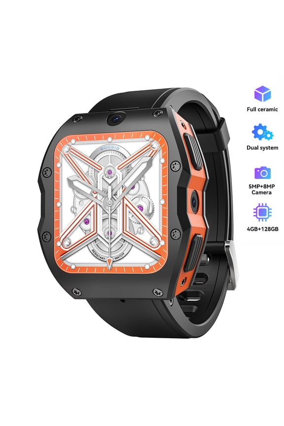 Model X 4G Smart Watch 4GB+128GB  WIFI GPS Android Face Unlock 1050mah Silicone Strap