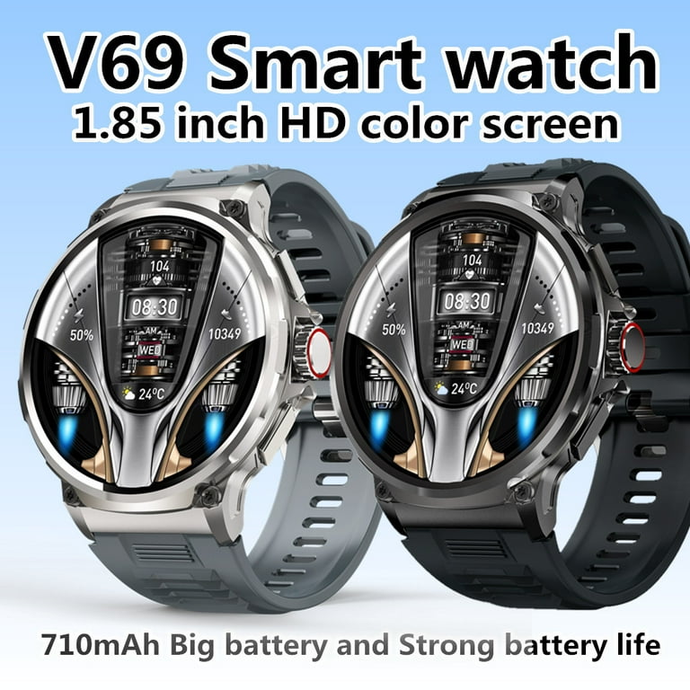 Ubabai V69 Smart Watch 710mAh Long Battery Life Round Men s Watch Sports Outdoor Bluetooth Call Adult Unisex Size Large Black