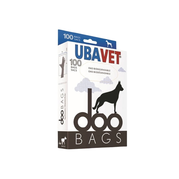 UBAVET DOO Poop Waste Bags for Dogs & Cats (100-Pack) - Black, Unscented, Biodegradable