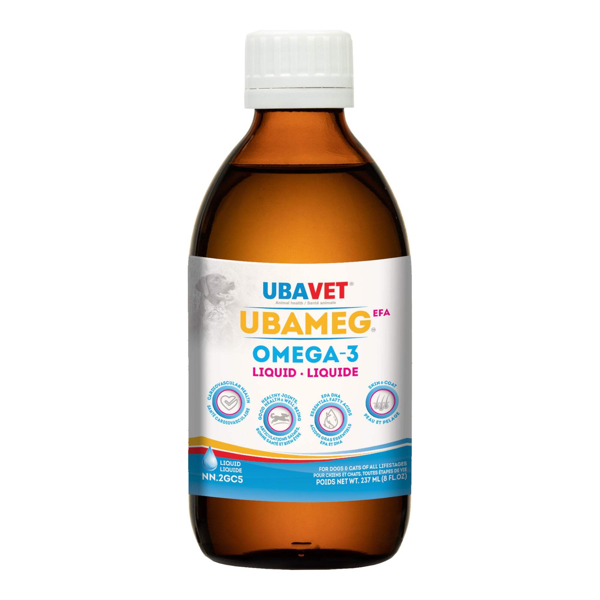 UBAVET Ubameg Omega3 Fatty Acid Liquid for Dogs Cats (8 lf oz / 237ml
