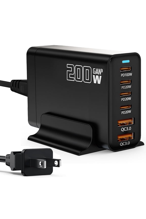 USB C Charger Block, Portable Charger, USB C Wall Charger Fast Charging 200W Power Adapter Cube for iPhone/Samsung/Android | PD