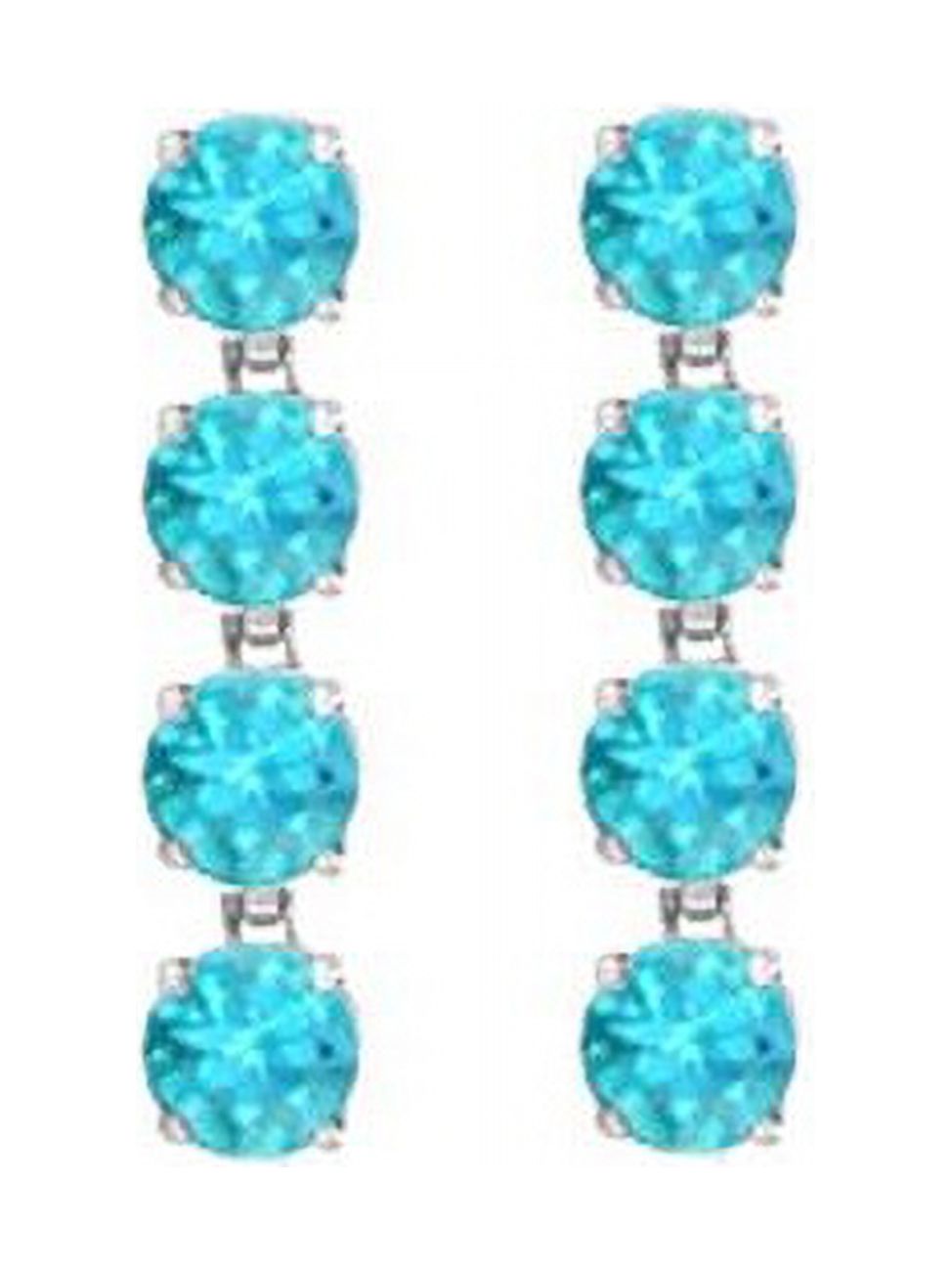 UBER55W14BT Eight Carat Round Created Blue Topaz Drop Earrings in 14K White Gold Prong Setting - image 1 of 1