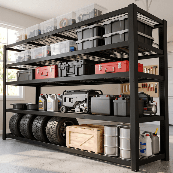 UBERLYFE Heavy Duty Garage Shelving Unit 3000 LBS, 5 Tier Adjustable Metal Storage Shelves, 62" W x 24" D x 72 H", Extra Wide Garage Storage Rack for Warehouse Basement Pantry
