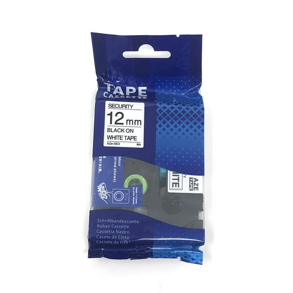 UBICON Black on White Security Label Maker Tape Cartridge, 1/2"