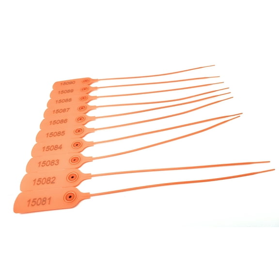 UBICON Disposable Plastic Tamper Proof Sequentially Numbered Security Seals For Shipping Containers, Fire Extinguishers, Trucking, Cash Bags (Orange, 10)