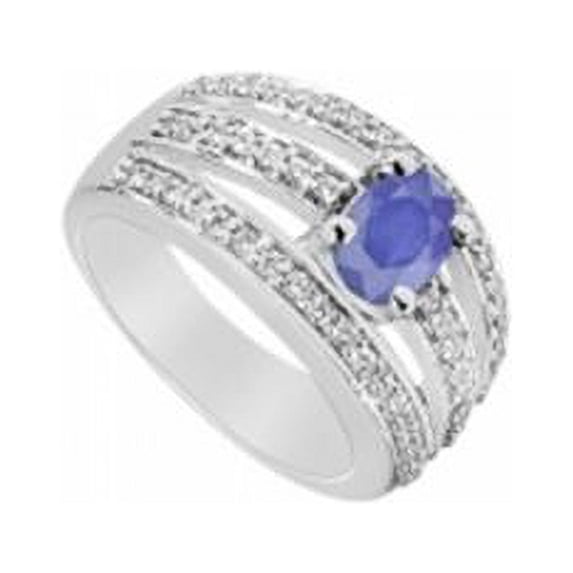 UBJ948W14DS-101RS7.5 Sapphire & Diamond Ring 14K White Gold, 1.50 CT - Size 7.5