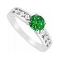 thumbnail image 1 of UBJS3075AW14DE-101RS5 Emerald & Diamond Engagement Ring 14K White Gold, 0.75 CT - Size 5, 1 of 1