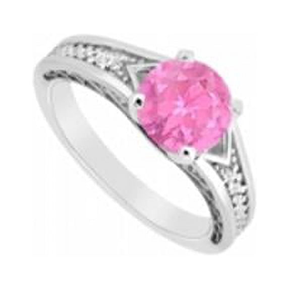 UBJS3278AW14DPS Pink Sapphire & Diamond Engagement Ring in 14K White Gold - 0.60 CT TGW , 4 Stones