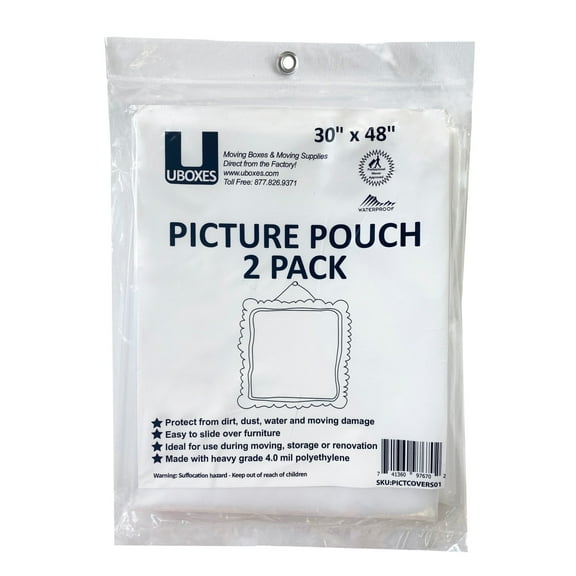 UBMOVE 2 Pouches for Picture moving boxes 30x48" Protect from dust & moisture