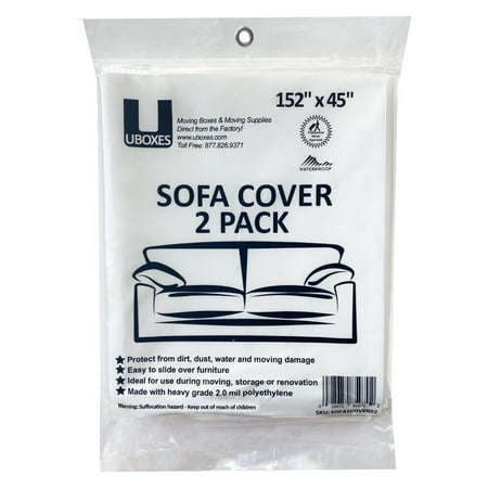 UBMOVE 2-Piece Square Polyethylene Sofa Slipcovers, Clear