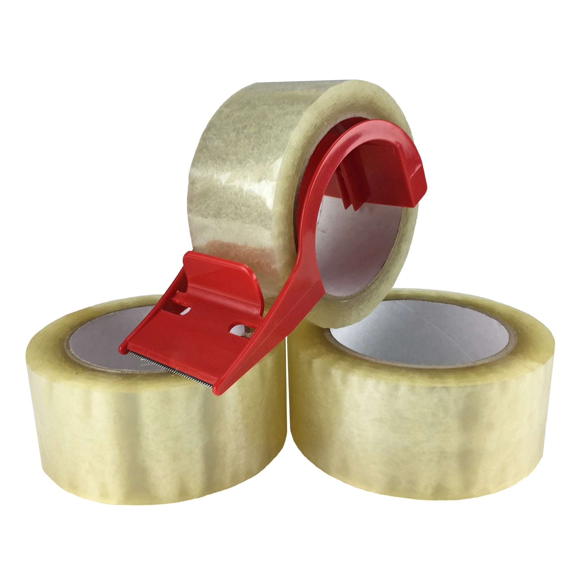 UBMOVE Clear Packing Tape 3 Rolls 2" x 55 Yards with ClamShell Dispenser, Adhesive Tape Dispenser