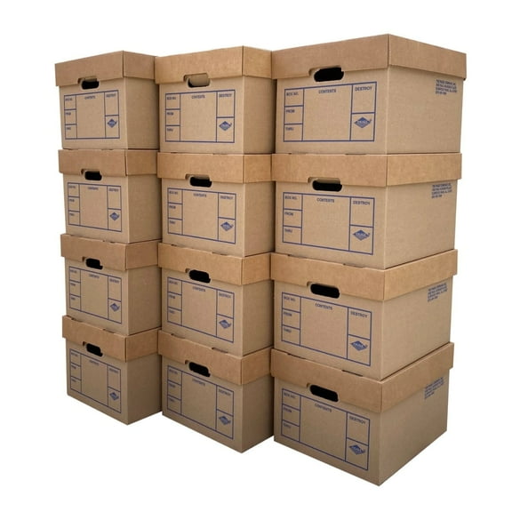 UBMOVE File Boxes 200# Strength, Small, 15 x 12 x 10 Inches, 12 Pack
