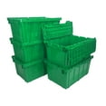 thumbnail image 1 of UBMOVE Green Storage and Packing Plastic Tote Crate Attached Lid Flip Top, 27"x17"x12", 1 of 7