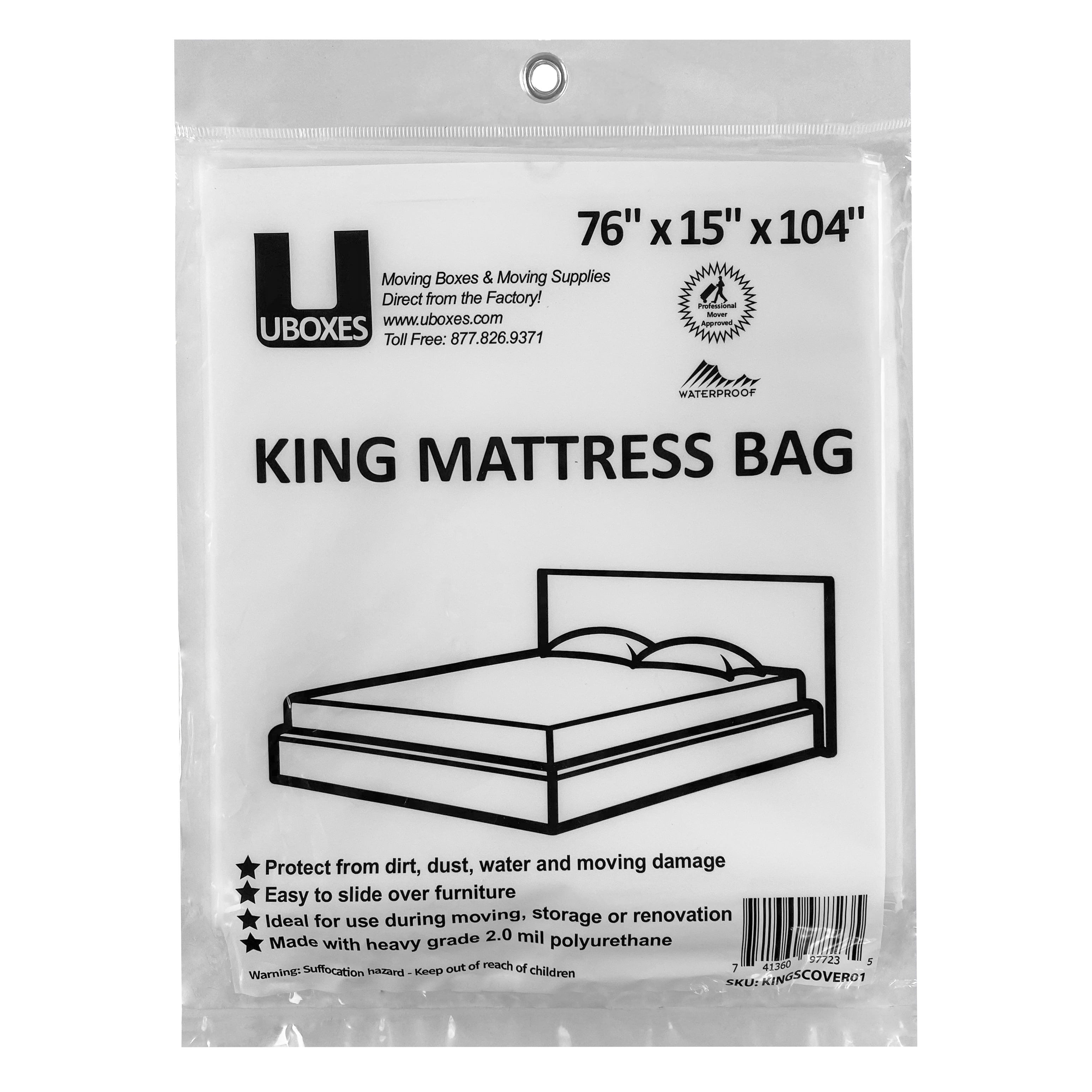 UBMOVE Plastic Bags Mattress Storage  And Moving Covers, King - Breathable (1 Pack)