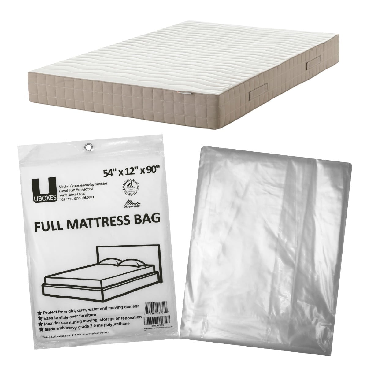 UBMOVE Plastic Bags Mattress Storage  And Moving Bags, Full - Breathable (2 Pack)