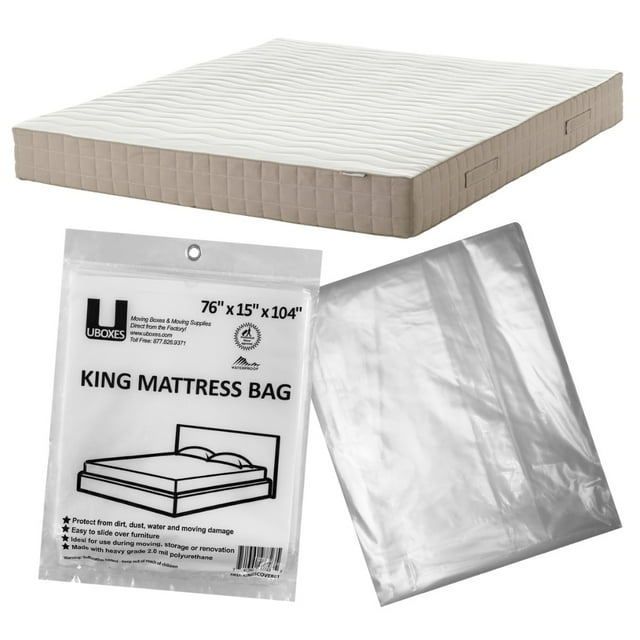 UBMOVE Moving Supplies King Mattress Cover/Bag 76" x 15" x 104" , Clear