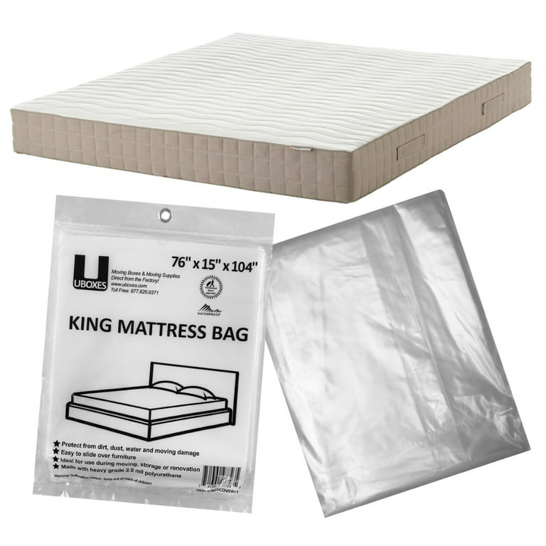 UBMOVE Moving Supplies King Mattress Cover/Bag 76 x 15 x 104 , Clear 