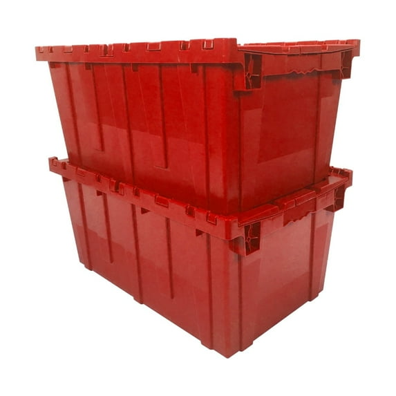 UBMOVE Storage and Packing Plastic Tote Crate Attached Lid Flip Top, 27"x17"x12" Pack of 2