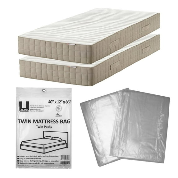 UBMOVE Plastic Mattress Storage and Moving Bags, Twin Size - Breathable (2 Pack)
